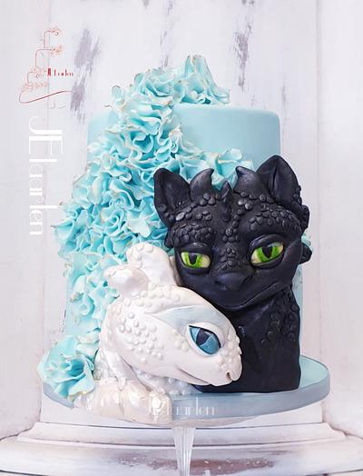 Toothless and lightFurie cake - Cake by Judith-JEtaarten