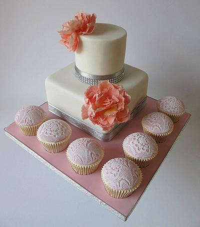 Wafer paper peony and pink lace - Cake by Aleshia Harrison: for the love of cakes