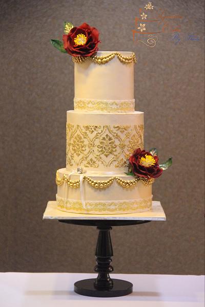 Ivory and Maroon - Cake by Signature Cake By Shweta