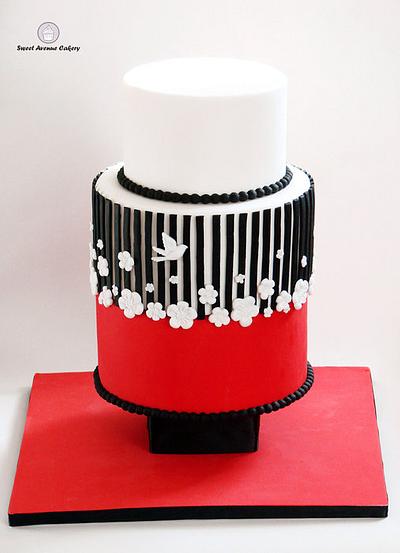 Black, Red and White Wedding Cake - Cake by Sweet Avenue Cakery