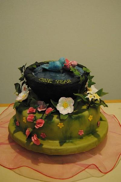 Anniversary Bird bath cake - Cake by Janani