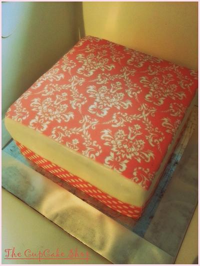 Pink Damask with Polka Dots - Cake by TheCupcakeShop