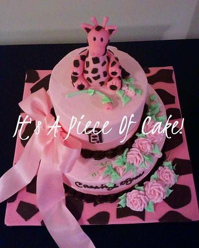 Giraffe 1st Birthday Buttercream Icing 2 Tier SMASH CAKE - Cake by Rebecca