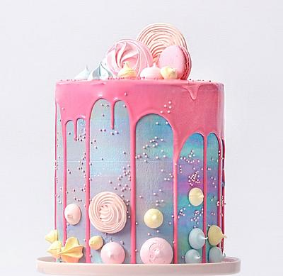 Pink Drizzel Marshmellow and Mararoon cake - Cake by Creative Cakes - Deborah Feltham