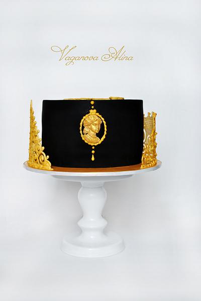 black and gold cake with logo - Cake by Alina Vaganova