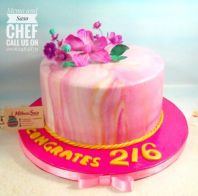 Marble pink and gold cake - Cake by Mero Wageeh