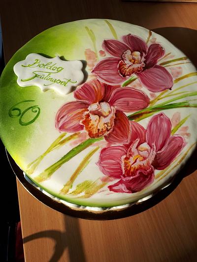 Handpainted orchides - Cake by Fatiha Kadi