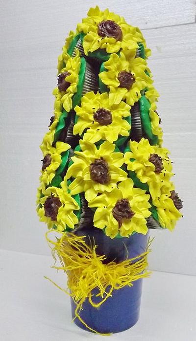 Sunflower Cupcake Topiary - Cake by Katarina