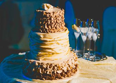 Brown and beige ruffle wedding cake - Cake by Dora Th.