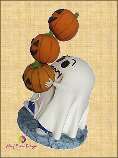 Ghost and Falling Pumpkins - Cake by Maty Sweet's Designs
