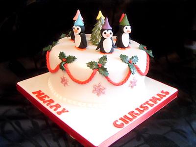 Penguin Christmas Party Christmas Cake - Cake by Christine