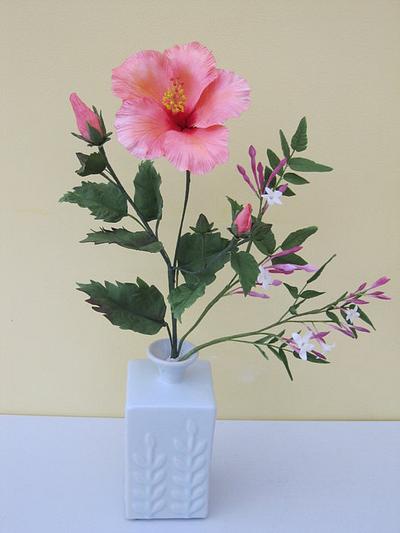 Sugar Hibiscus I made with Robert Haynes - Cake by Lou Wood