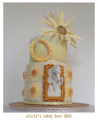 Sunflowers & white horses 50th birthday - Cake by Alicia's CB