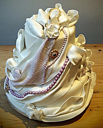 Satin shimmer wedding cake - Cake by Mrs M's Cakes