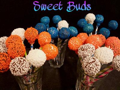 Orange, Teal, and White cake balls - Cake by Angelica