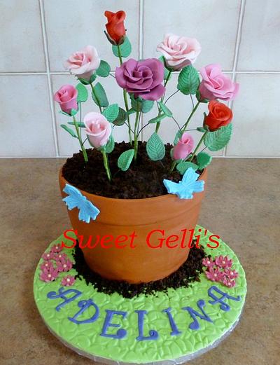 Potted Roses Cake - Cake by Angie Taylor