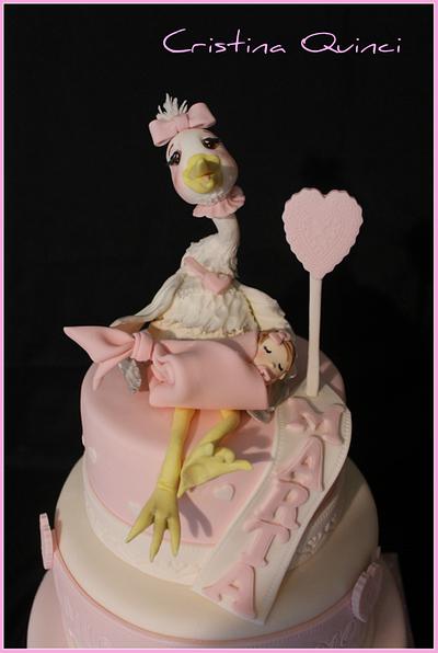 The stork brought a beautiful baby girl - Cake by Cristina Quinci