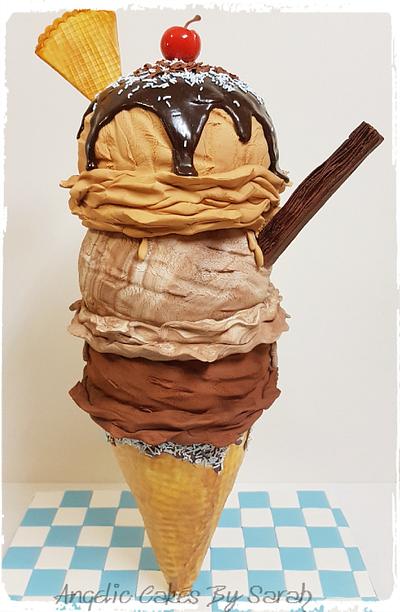 3d Gravity defying Ice Cream Cone Cake - Cake by Angelic Cakes By Sarah