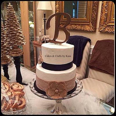 Burlap and Navy Bridal Shower  - Cake by Cakes & Crafts by Kass 