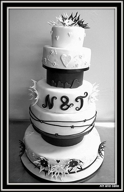 Wedding cake Black/white - Cake by marja