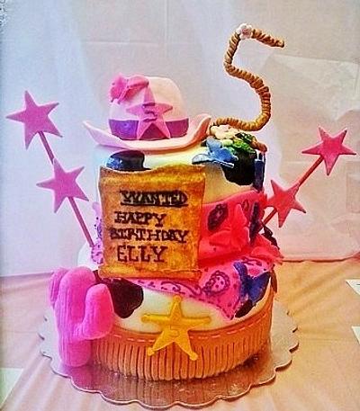 pretty cow girl cake! - Cake by  Pink Ann's Cakes