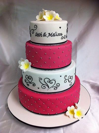 Pink White Frangipani Wedding  - Cake by Mardie Makes Cakes