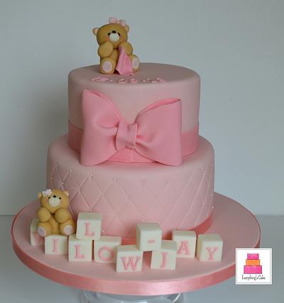 Pink christening cake - Cake by Everything's Cake