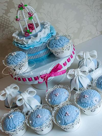 Blue Lace and Ribbons - Cake by CakesAtRachels