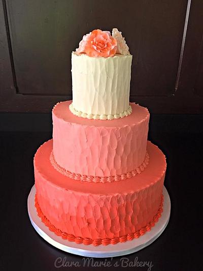 Ombre Coral Cake - Cake by Clara Marie's Bakery