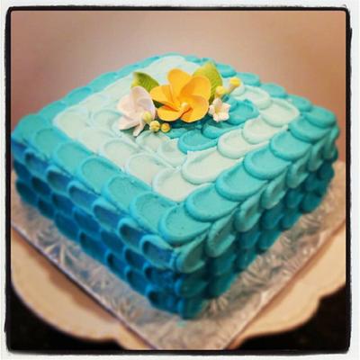Teal Ombre Petal Cake - Cake by Kellie Witzke