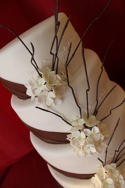White, hydrangea, wedding, cake - Cake by Kateřina Lončáková