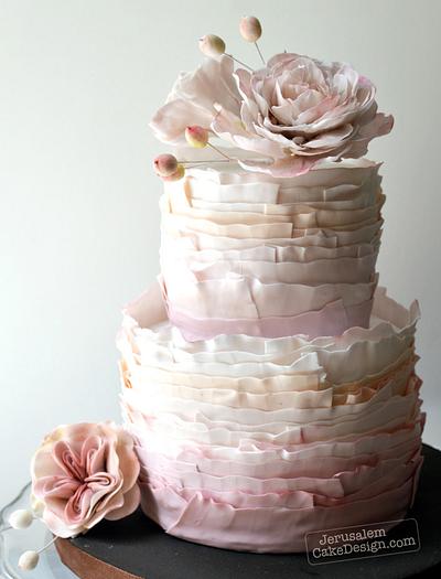 Ruffle Cake with flowers - Cake by Tammy Youngerwood