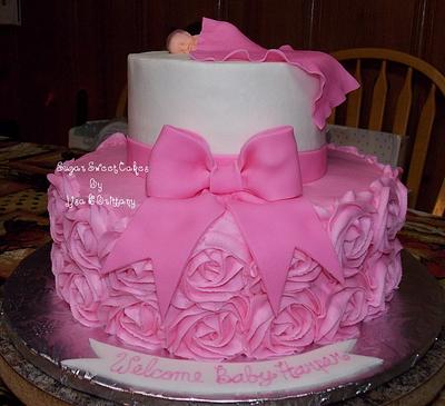 Roses, Bow, & Baby - Cake by Sugar Sweet Cakes