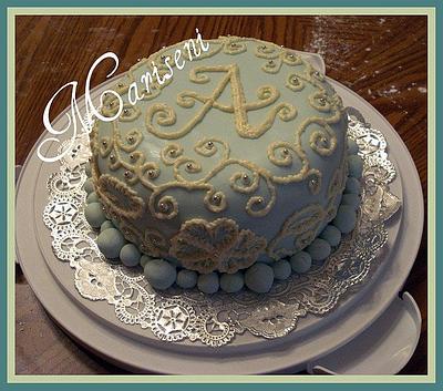 Monogram Brush Embroidery Birthday Cake - Cake by Slice of Sweet Art