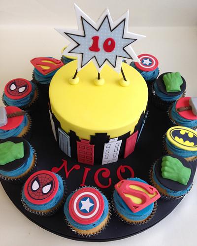 Superhero cake and cupcakes - Cake by Cupcake-Heaven