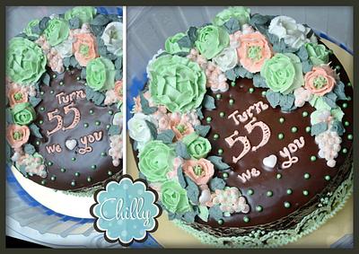 Flower Wreath Buttercream (Green) - Cake by Chilly