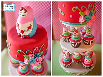 Matryoska (Russian Nesting Doll) Cake & Cupcakes - Cake by Maria Davis