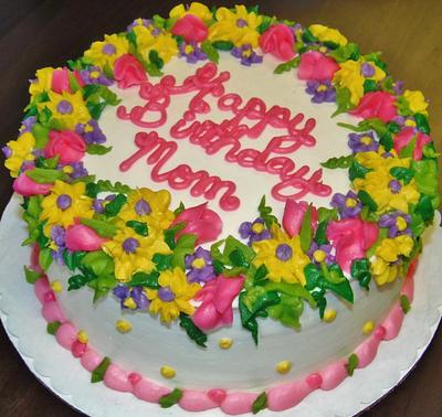 mixed buttercream floral birthday cake - Cake by Nancys Fancys Cakes & Catering (Nancy Goolsby)