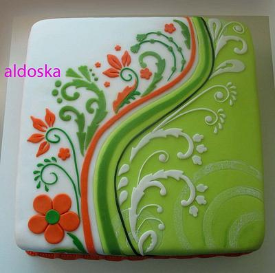 Green / orange / white - Cake by Alena