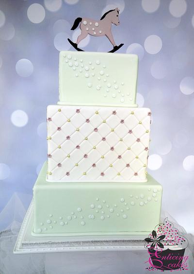 Rocking Horse & Quilting Soft Green Baby Shower - Cake by Enticing Cakes Inc.