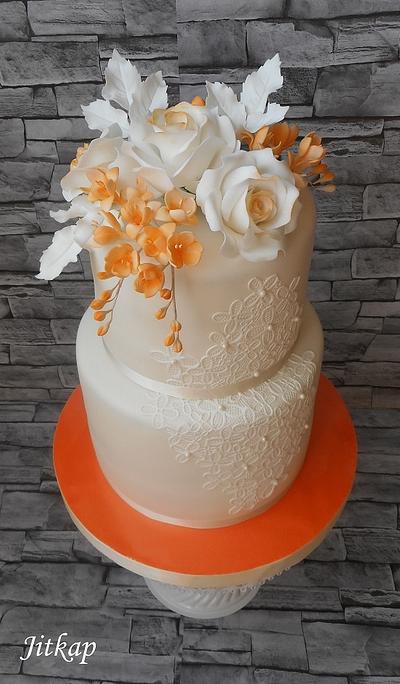 Svatební růže a frézie - Cake by Jitkap