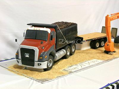 Truck, Float, and Excavator cake - Cake by erivana