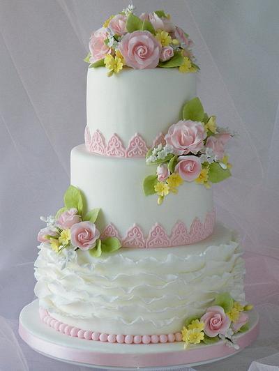 Pink Roses Cake - Cake by CakeHeaven by Marlene
