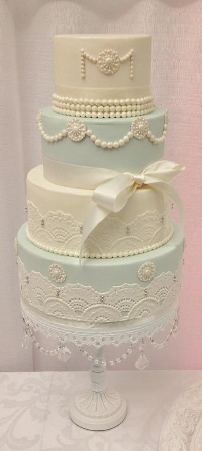 lace and pearls wedding cake - Cake by Saskia Beaton