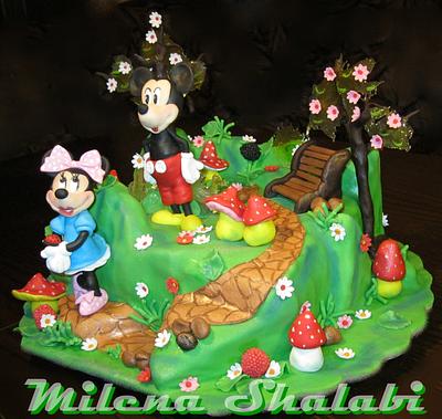 Valentine Mickey and Minnie Mouse - Cake by Milena Shalabi