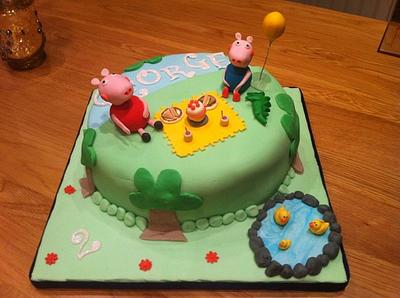Peppa Pig and George Cake  - Cake by Sarah Al-Masrey