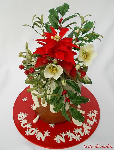 Christmas Cake with sugar flowers - Cake by tortedinadia