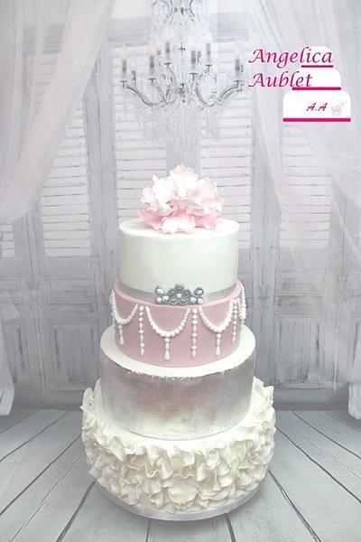 Wedding cake silver and pink - Cake by Angelica Aublet