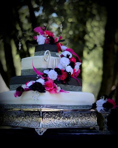 Black and Pink Wedding Cake - Cake by Angie Mellen
