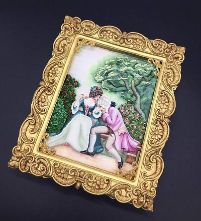 Royal icng artistic work. Piping. Hand painting.Frame is royal icing. - Cake by Sveta